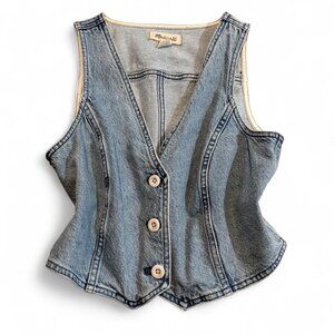 Madewell Katrina Cropped Denim Hemp Vest Size 6